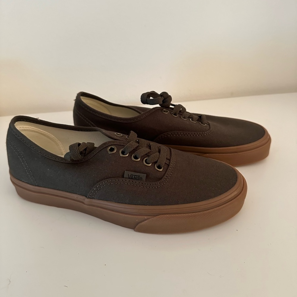 Vans Olive Green Canvas Sneakers with Tan Sole - Picture 3 of 6